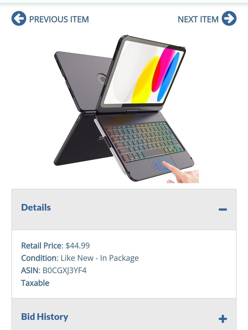 Black Tablet Keyboard Case with LED Backlit Keys For I A16